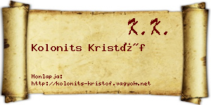 Kolonits Kristóf névjegykártya