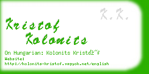 kristof kolonits business card